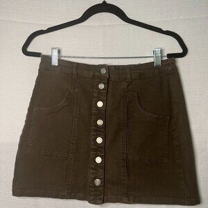 Altar’d State Button Up Mini Skirt with cargo pockets Medium Green - 0403